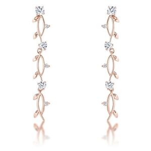 18k  Rose Gold Plated 1.1 Ct Simulated Diamond Vine Design Earrings, NEW